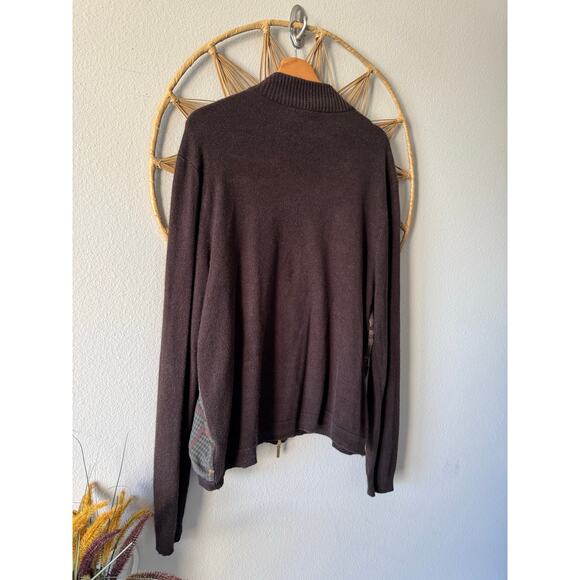 Vtg Ralph Lauren Brown Cashmere Silk Zip Cardigan Sweater Equestrian Plaid 3X - Picture 8 of 12